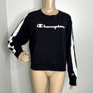 Champion Black Reflective Stripe Crewneck Sweatshirt